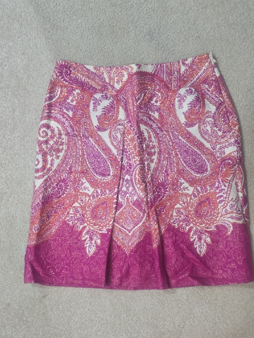 Ann Taylor Pink Paisley A-Line Skirt with Orange & Cream Accents - Picture 3 of 10